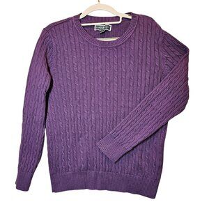 Karen Scott Womens Large Cable Knit Purple Sweater Cotton Office Casual Nerd